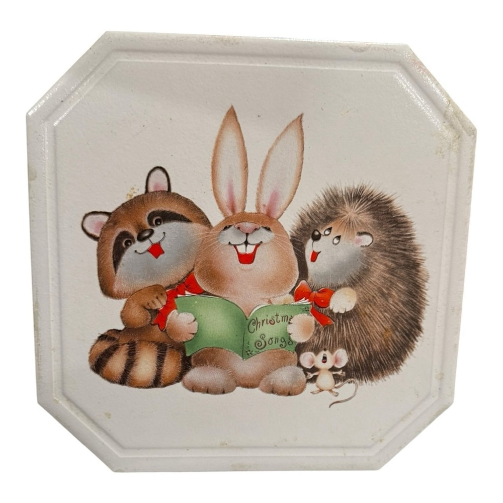 Vintage 1994 Annette Smith Christmas Animals Decorative Trivet / Plaque